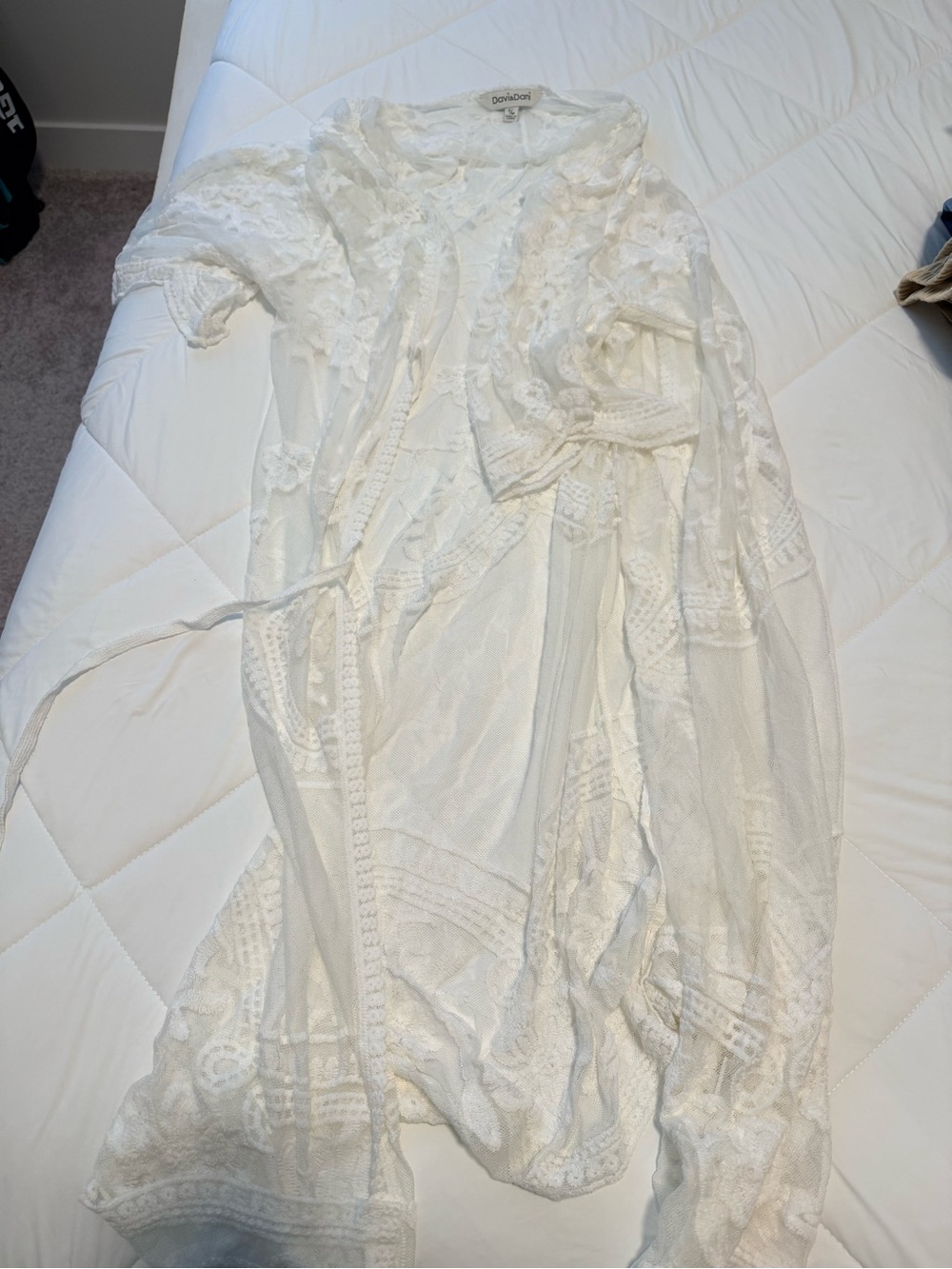 dolan White Sheer Lace Kimono Cover-Up